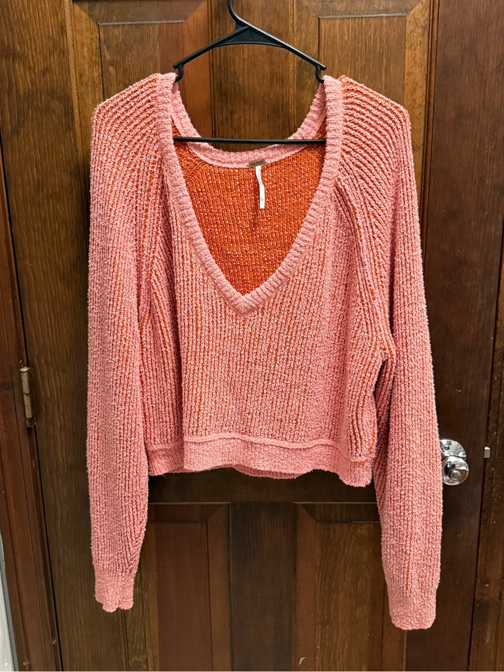 Women's V-Neck Cozy  free people Sweater - Pink